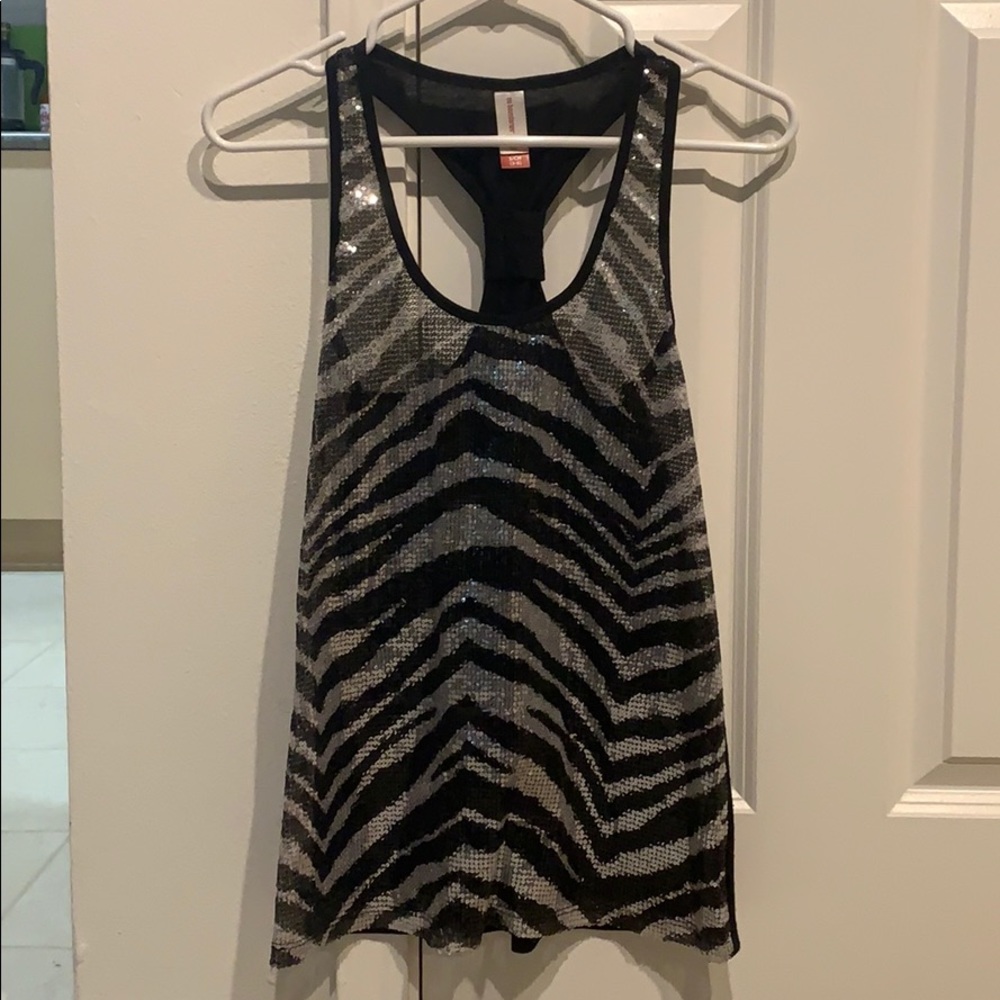 Sequence black and silver tank top